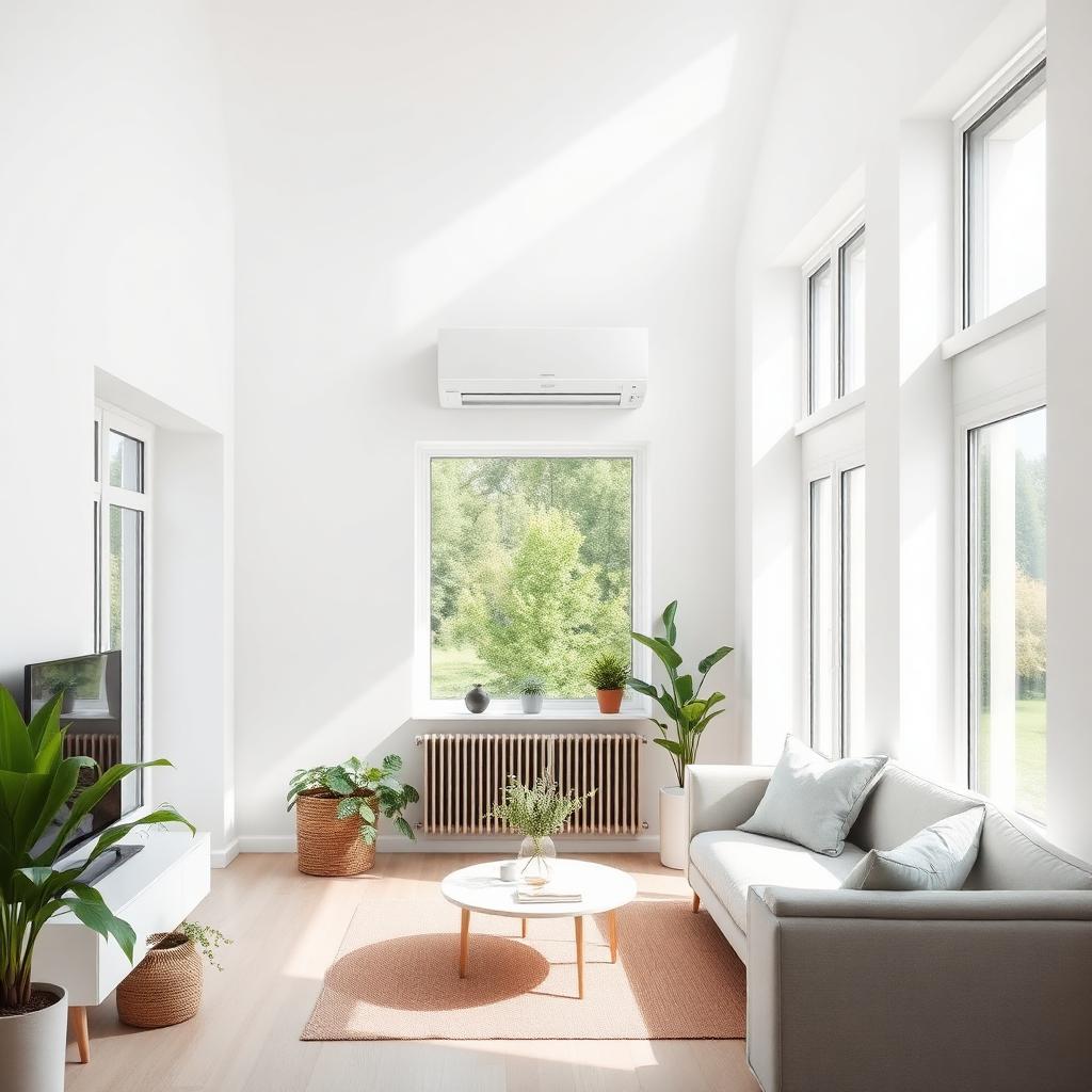 Modernes Split-Klimagerät in einem hellen Wohnzimmer in Braunschweig